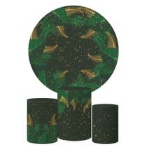 Trio Capa Cilindro + Painel Redondo Folhagem