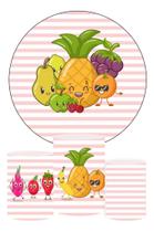 Trio Capa Cilindro + Painel Redondo Frutinhas 1,50m Tecido Trio Capa Cilindro + Painel Redondo Frutinhas 1,50m Tecido