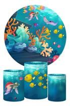 Trio Capa Cilindro + Painel Redondo Fundo Do Mar 1,5x1,5m Trio Capa Cilindro + Painel Redondo Fundo Do Mar 1,5x1,5m