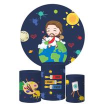 Trio Capa Cilindro + Painel Redondo Jesus Cute Mod2