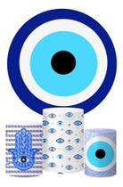 Trio Capa Cilindro + Painel Redondo Olho Grego 1,50m Tecido