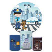 Trio Capa Cilindro + Painel Redondo Policial Cute