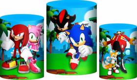 Trio Capa Cilindro Sonic 3D Em Tecido Com Elástico