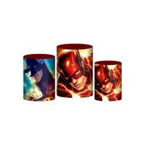 Trio Capa Cilindro The Flash 3D Em Tecido Com Elástico