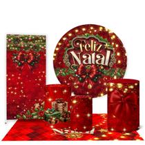 Trio Capas Cilindro e Painel Redondo e Lateral e Tapete Natal