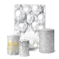 Trio Capas Cilindro e Painel Retangular Festa 1,50x2,0m Ano Novo Trio Capas Cilindro e Painel Retangular Festa 1,50x2,0m Ano Novo