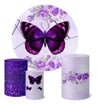 Trio Capas Cilindro + Painel 1,50m Borboletas Borboleta