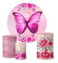Trio Capas Cilindro + Painel 1,50m Borboletas Borboleta