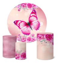 Trio Capas Cilindro + Painel 1,50m Borboletas Borboleta Trio Capas Cilindro + Painel 1,50m Borboletas Borboleta