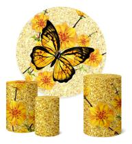 Trio Capas Cilindro + Painel 1,50m Borboletas Borboleta