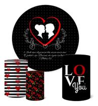 Trio Capas Cilindro + Painel 1,50m Dia Dos Namorados