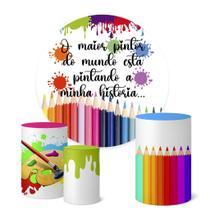 Trio Capas Cilindro + Painel 1,50m O Maior Pintor do Mundo Trio Capas Cilindro + Painel 1,50m O Maior Pintor do Mundo