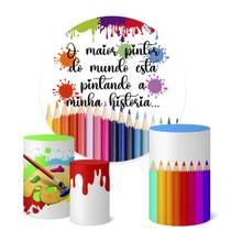 Trio Capas Cilindro + Painel 1,50m O Maior Pintor do Mundo Trio Capas Cilindro + Painel 1,50m O Maior Pintor do Mundo