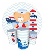 Trio Capas Cilindro + Painel 1,50m Ursinho Marinheiro