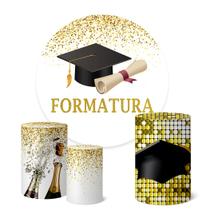 Trio Capas Cilindro + Painel Festa Redondo 1,50m Formatura Trio Capas Cilindro + Painel Festa Redondo 1,50m Formatura