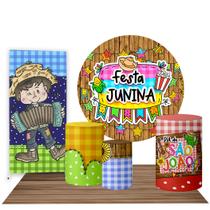 Trio Capas Cilindro + Painel + Lateral E Tapete Festa Junina K3FJN0008