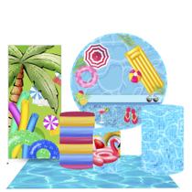 Trio Capas Cilindro Painel Lateral e Tapete Pool Party