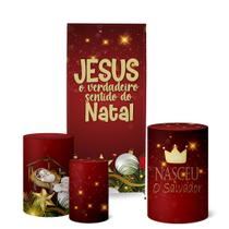 Trio Capas Cilindro Painel Lateral Romano Natal