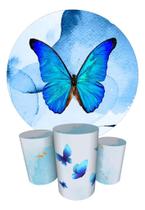 Trio Capas Cilindro + Painel Redondo 1,50m Borboleta Azul