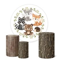 Trio Capas Cilindro + Painel Redondo 1,50m Bosque Trio Capas Cilindro + Painel Redondo 1,50m Bosque