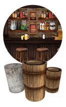 Trio Capas Cilindro + Painel Redondo 1,50m Boteco Trio Capas Cilindro + Painel Redondo 1,50m Boteco