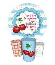 Trio Capas Cilindro + Painel Redondo 1,50m Cerejinha Trio Capas Cilindro + Painel Redondo 1,50m Cerejinha