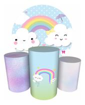 Trio Capas Cilindro + Painel Redondo 1,50m Chuva De Benção Trio Capas Cilindro + Painel Redondo 1,50m Chuva De Benção