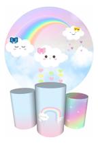 Trio Capas Cilindro + Painel Redondo 1,50m Chuva De Benção Trio Capas Cilindro + Painel Redondo 1,50m Chuva De Benção