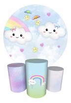 Trio Capas Cilindro + Painel Redondo 1,50m Chuva De Benção Trio Capas Cilindro + Painel Redondo 1,50m Chuva De Benção