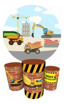 Trio Capas Cilindro + Painel Redondo 1,50m Construção Trio Capas Cilindro + Painel Redondo 1,50m Construção