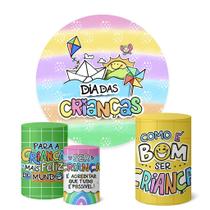 Trio Capas Cilindro + Painel Redondo 1,50m Dia das Crianças Trio Capas Cilindro + Painel Redondo 1,50m Dia das Crianças