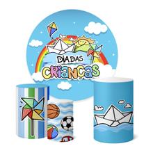 Trio Capas Cilindro + Painel Redondo 1,50m Dia das Crianças Trio Capas Cilindro + Painel Redondo 1,50m Dia das Crianças