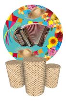 Trio Capas Cilindro + Painel Redondo 1,50m Festa Junina