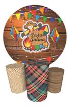 Trio Capas Cilindro + Painel Redondo 1,50m Festa Junina