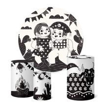 Trio Capas Cilindro + Painel Redondo 1,50m Festa Junina