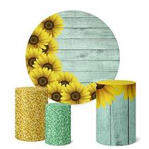 Trio Capas Cilindro + Painel Redondo 1,50m Flores Trio Capas Cilindro + Painel Redondo 1,50m Flores