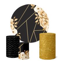 Trio Capas Cilindro + Painel Redondo 1,50m Flores