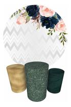 Trio Capas Cilindro + Painel Redondo 1,50m Flores Trio Capas Cilindro + Painel Redondo 1,50m Flores