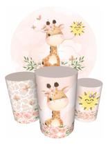 Trio Capas Cilindro + Painel Redondo 1,50m Girafinha Trio Capas Cilindro + Painel Redondo 1,50m Girafinha