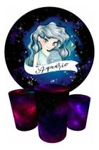 Trio Capas Cilindro + Painel Redondo 1,50m Horóscopo