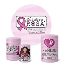 Trio Capas Cilindro + Painel Redondo 1,50m Outubro Rosa Trio Capas Cilindro + Painel Redondo 1,50m Outubro Rosa