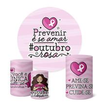 Trio Capas Cilindro + Painel Redondo 1,50m Outubro Rosa Trio Capas Cilindro + Painel Redondo 1,50m Outubro Rosa