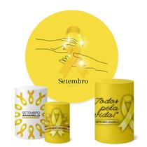 Trio Capas Cilindro + Painel Redondo 1,50m Setembro Amarelo Trio Capas Cilindro + Painel Redondo 1,50m Setembro Amarelo