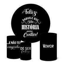 Trio Capas Cilindro Painel Redondo 1,50m Um Brinde a Vida Trio Capas Cilindro Painel Redondo 1,50m Um Brinde a Vida