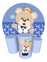 Trio Capas Cilindro + Painel Redondo 1,50m Ursinho Realeza