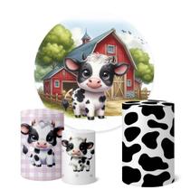 Trio Capas Cilindro Painel Redondo 1,50m Vaquinha Mêsversário