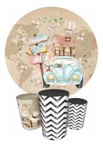 Trio Capas Cilindro + Painel Redondo 1,50m Volta Ao Mundo Trio Capas Cilindro + Painel Redondo 1,50m Volta Ao Mundo