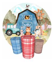 Trio Capas Cilindro + Painel Redondo Festa 1,50m Fazendinha Trio Capas Cilindro + Painel Redondo Festa 1,50m Fazendinha