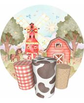 Trio Capas Cilindro + Painel Redondo Festa 1,50m Fazendinha Trio Capas Cilindro + Painel Redondo Festa 1,50m Fazendinha