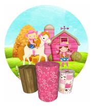 Trio Capas Cilindro + Painel Redondo Festa 1,50m Fazendinha Trio Capas Cilindro + Painel Redondo Festa 1,50m Fazendinha